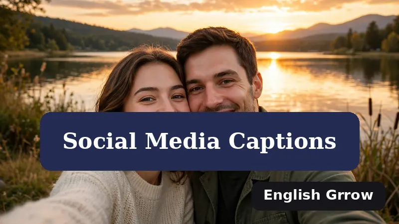 Happy couple selfie at sunset, funny love captions for social media