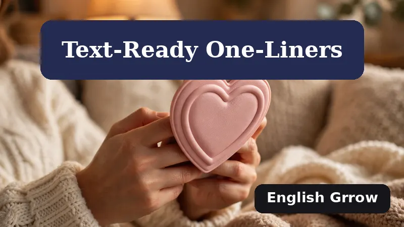 Hands holding a phone with a heart case, texting a funny I love you message