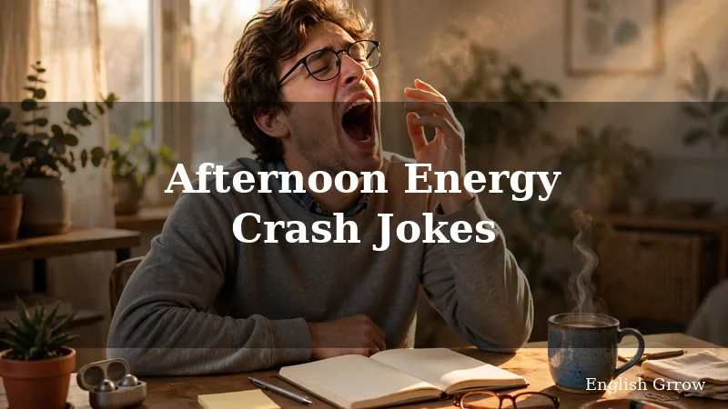 A person yawning dramatically at a desk with coffee in warm afternoon sunlight, a funny take on the afternoon energy crash