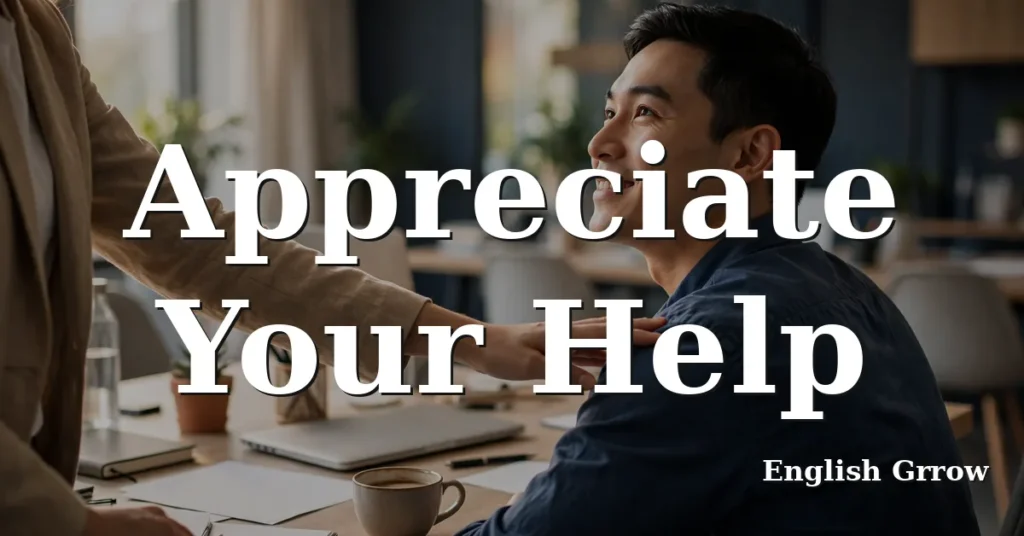 Featured image for 28 other ways to say appreciate your help, showing a helping hand at a professional office desk