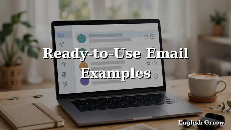 Laptop showing an email inbox on a desk, illustrating ready-to-use email examples for as soon as possible alternatives