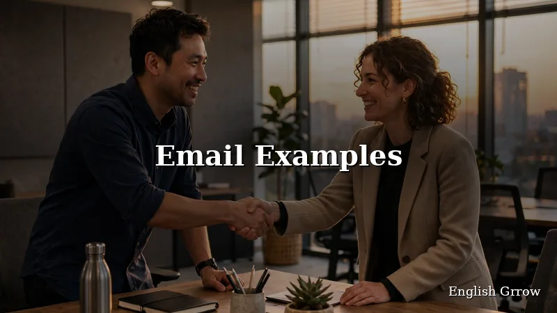 Two colleagues shaking hands and smiling as they wrap up a meeting at the end of the workday
