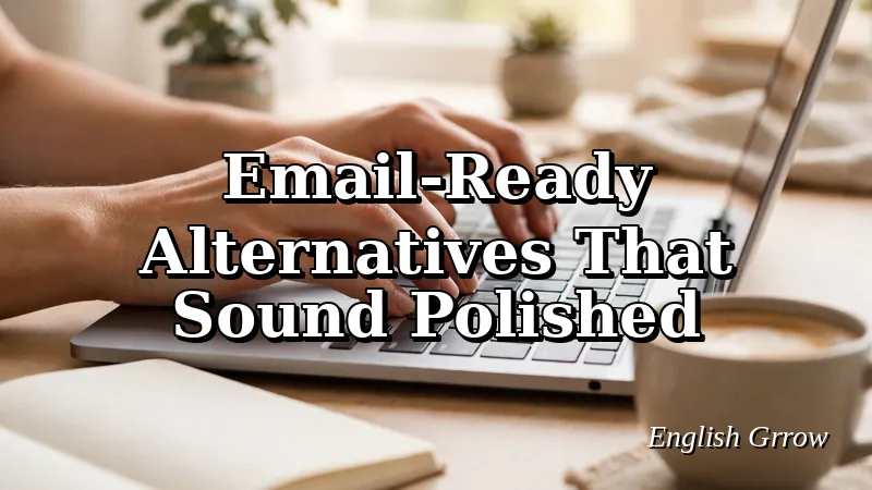 Professional writing a business email on a laptop, showing email-ready alternatives to by the way