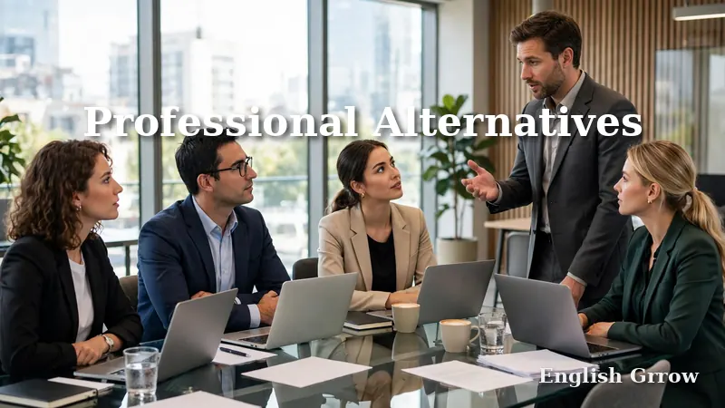 Business team discussing professional alternatives to coming soon in a meeting