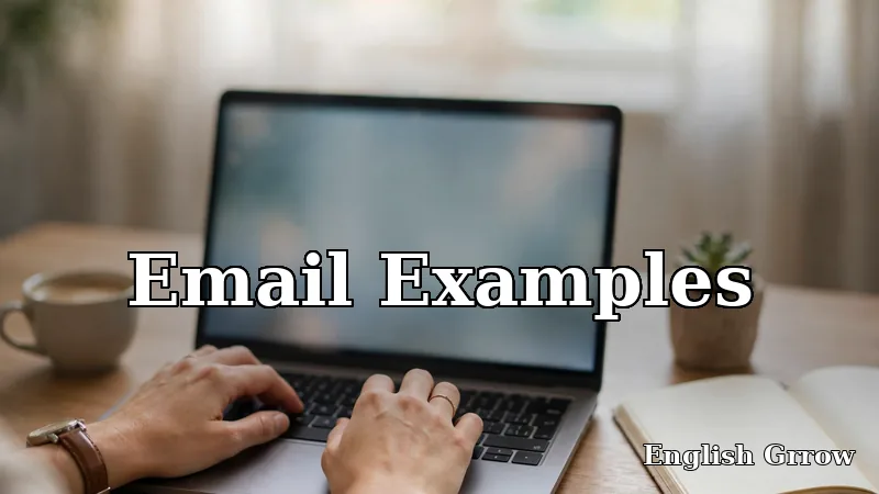 Hands typing a congratulatory email on a laptop at an elegant desk, illustrating professional email examples