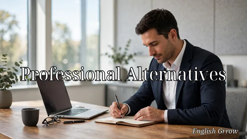 Professional email alternatives written on a notepad beside a laptop on a bright office desk