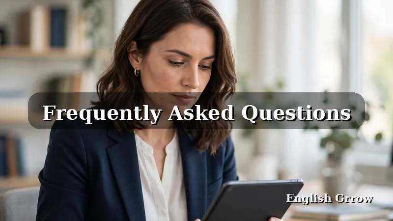 Businesswoman reading frequently asked questions on a tablet