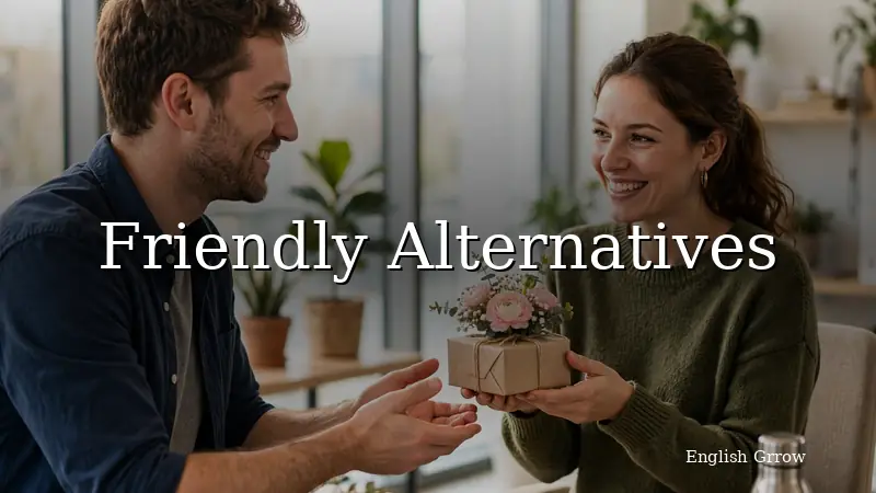 Colleague handing a small gift box with flowers to a smiling coworker in a bright office, illustrating friendly get-well alternatives