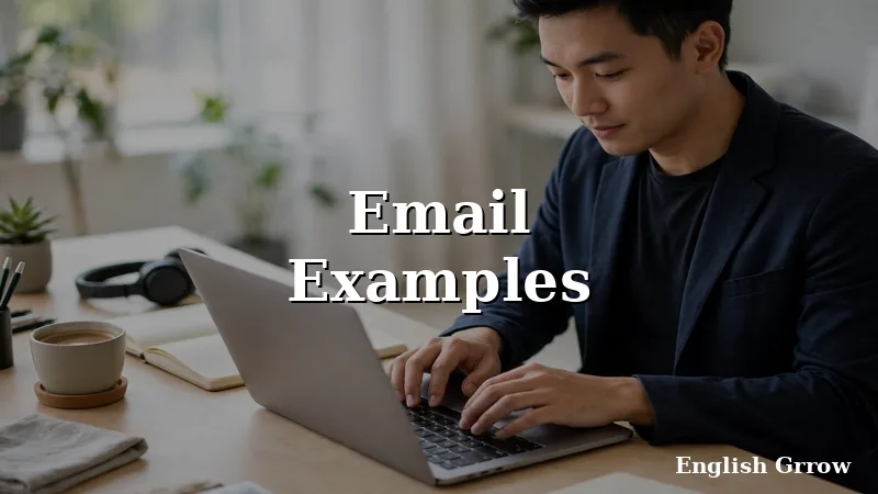 A person typing a professional business email on a laptop at a bright desk