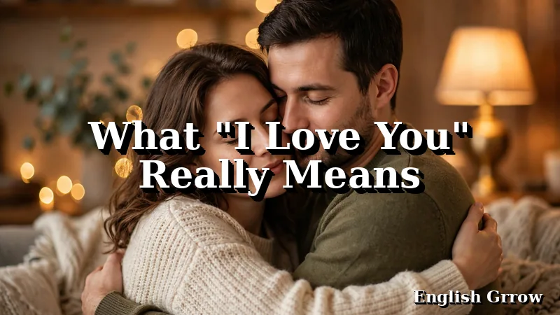 Couple embracing warmly in soft lamplight, illustrating the deep meaning of I love you