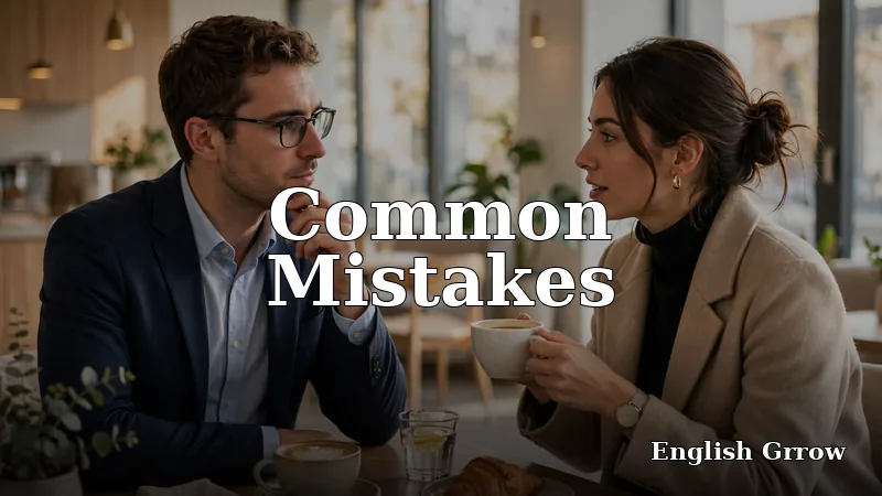 Two professionals talking over coffee illustrating common mistakes in workplace communication