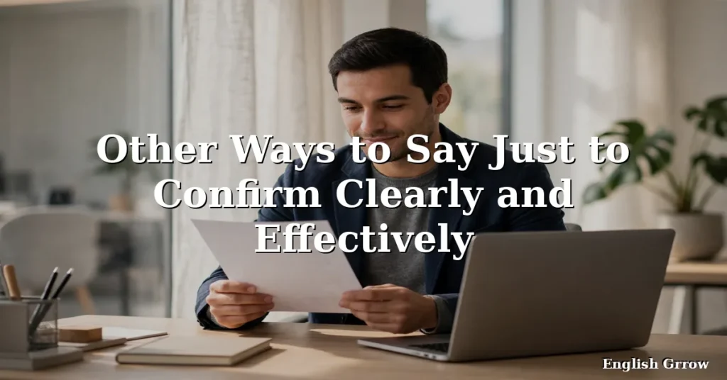 Professional man reviewing a document at a bright office desk, illustrating other ways to say just to confirm clearly and effectively