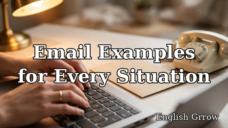 Hands typing an email on a laptop at a clean desk with a phone nearby