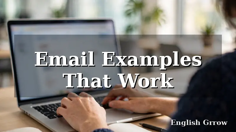 Hands typing a professional thank-you email on a laptop in a bright modern office