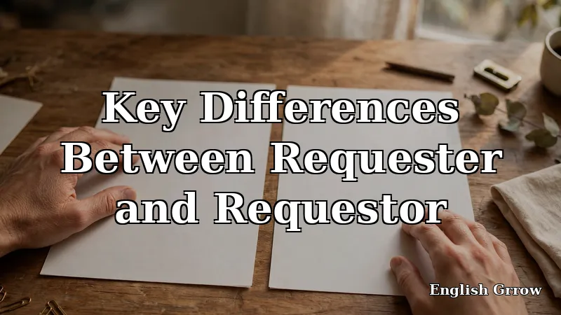 Two documents side by side showing the spelling difference between requester and requestor