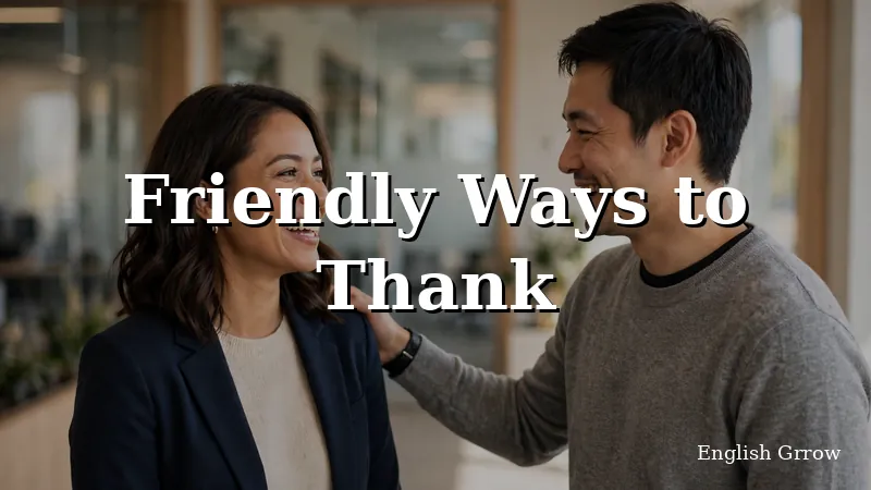 Two coworkers sharing a warm friendly moment of thanks in a bright office corridor