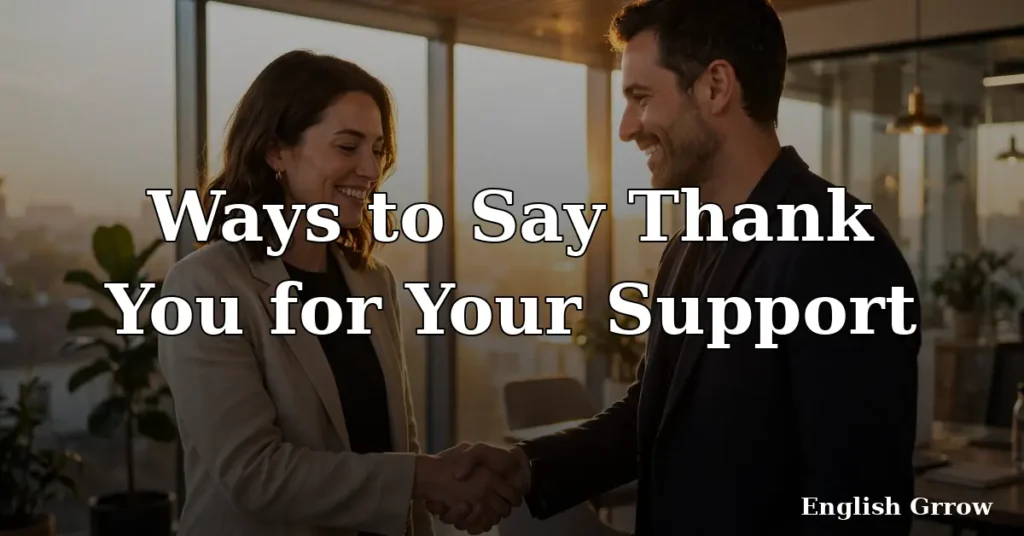 Ways to say thank you for your support in elegant white text on a warm gratitude-themed photo