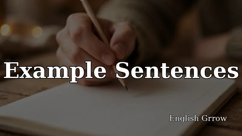 A hand writing example sentences in a notebook on a wooden desk